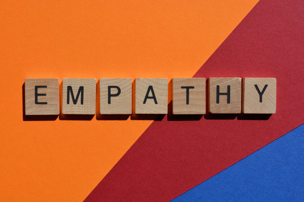 Empathy, word in wood letters isolated as banner headline